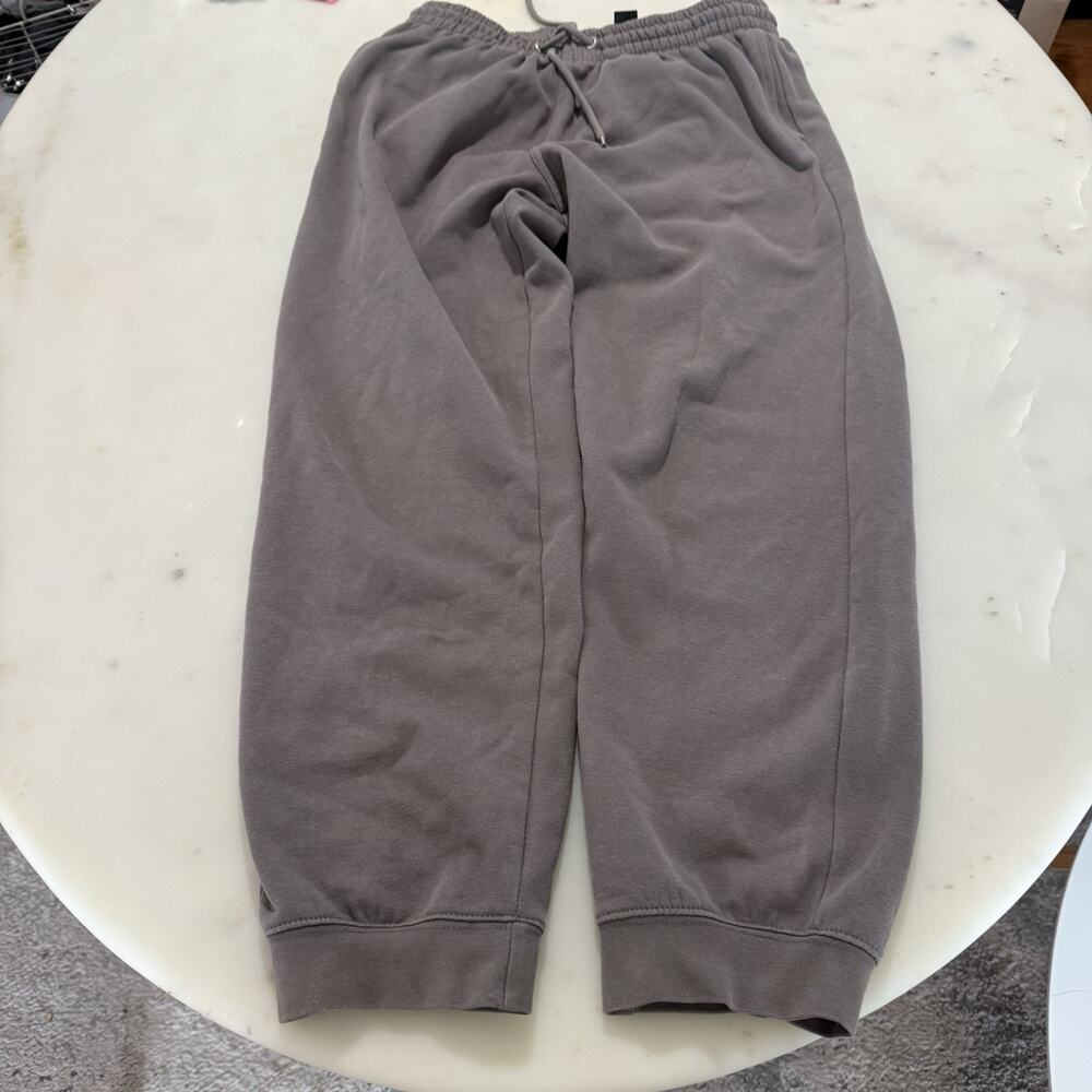 H&M Men's M Gray Brown Relaxed Fit Cotton Blend Fleeced Sweatpants Drawstring